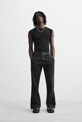 FLARE FIT ZIPPERED JEANS