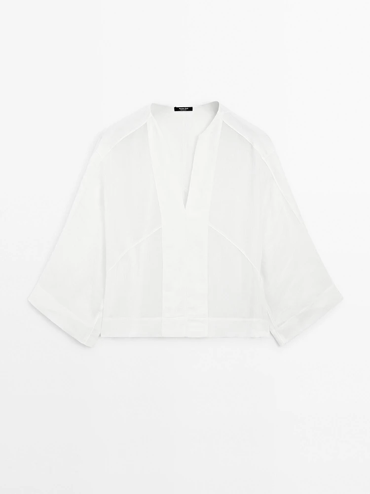 Blouse fluide lin coutures apparentes