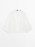 Blouse fluide lin coutures apparentes