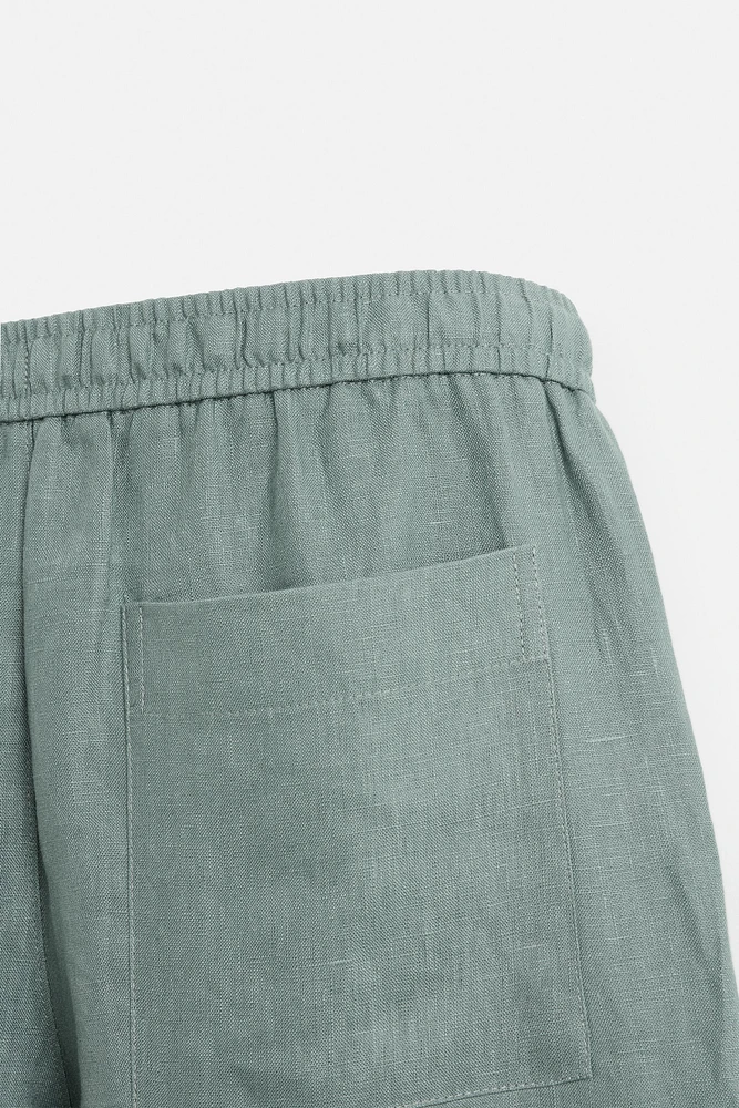 100% LINEN REGULAR FIT PANTS