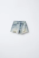 SHORT EN DENIM DÉCHIRÉ ET BRILLANT