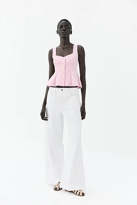 STRETCH PEPLUM VEST TOP