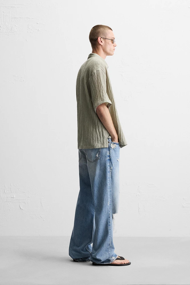 JACQUARD WRINKLE EFFECT SHIRT