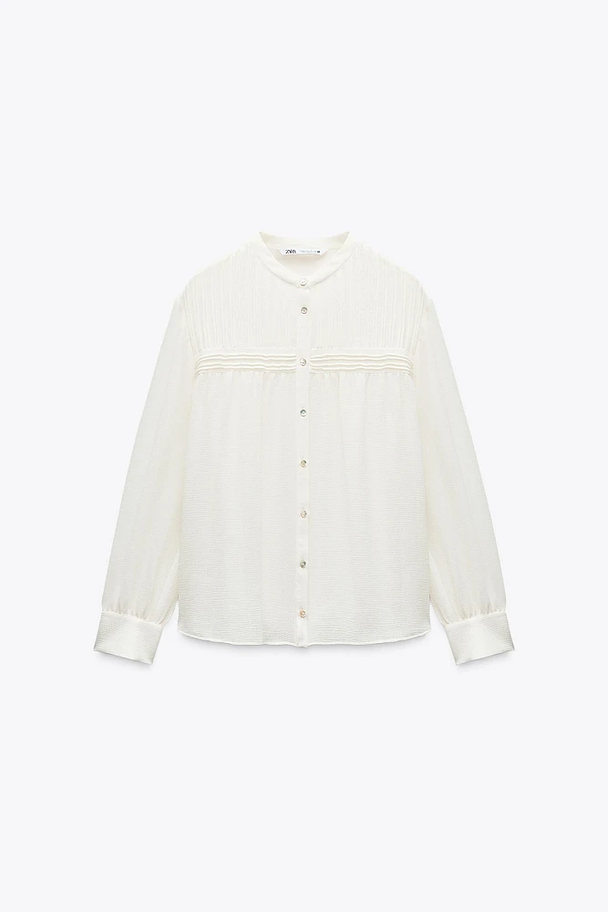 SEMI-SHEER PINTUCK SHIRT