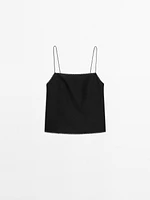 Strappy top with contrast topstitching