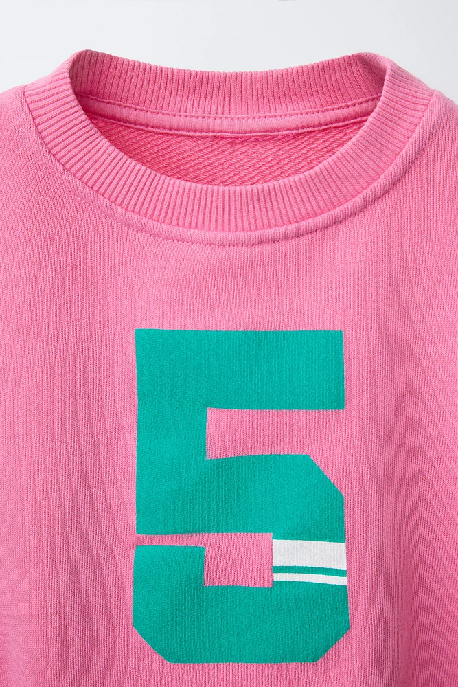 NUMBER PRINT SWEATSHIRT