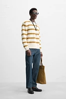 OPENWORK TEXTURED STRIPE SWEATER