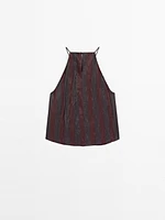 Striped flowing halter top