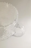 GLASS CUP WITH RAISED DESIGN