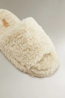 FAUX FUR PLATFORM SLIPPERS