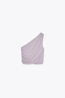 RUCHED TULLE TOP