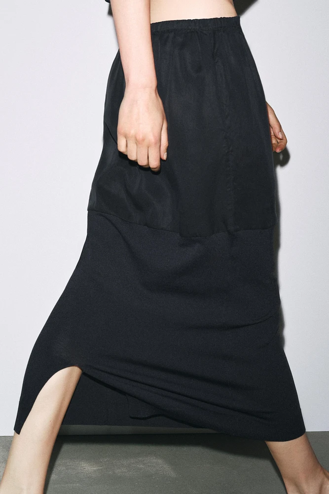 COMBINED KNIT MIDI SKIRT