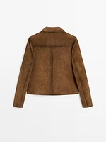 Veste avec poches en cuir effet daim