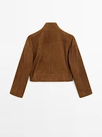 Nubuck suede leather bomber jacket