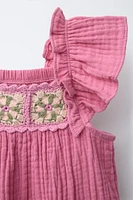 TEXTURED CROCHET FLOWER ROMPER