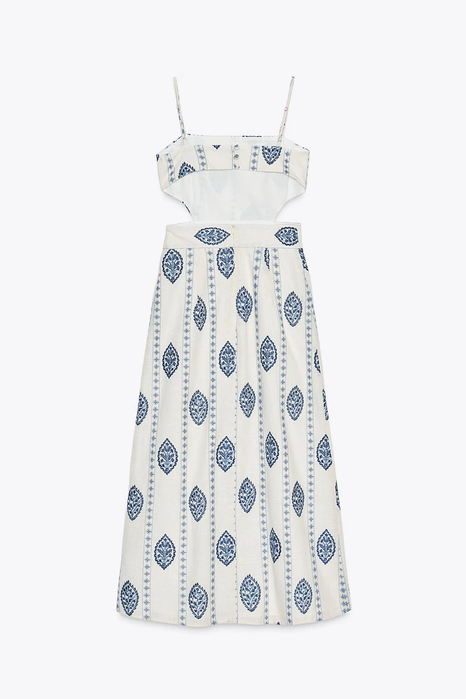 ROBE MI-LONGUE BRODÉE CUT OUT