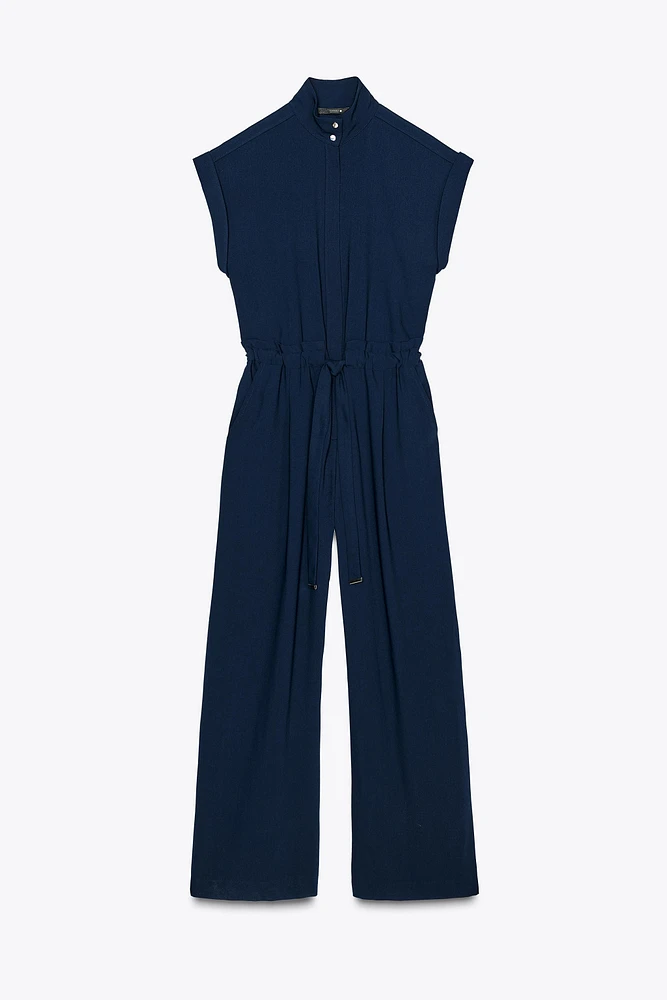 BELTED CREPE JUMPSUIT