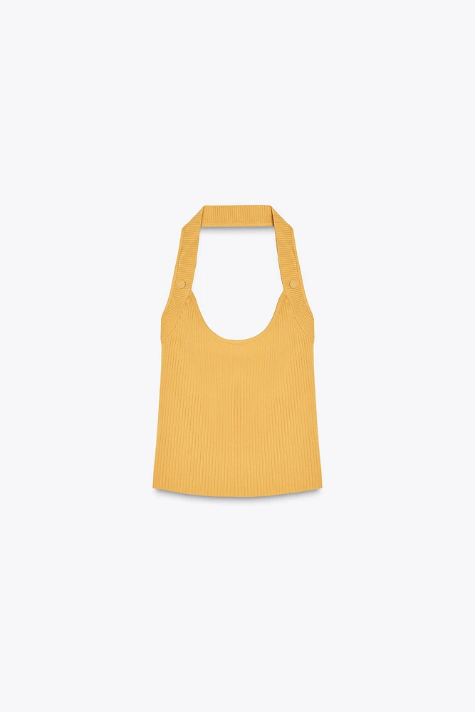 RIBBED HALTER TOP