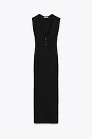 RIBBED MIDI BUTTON DRESS