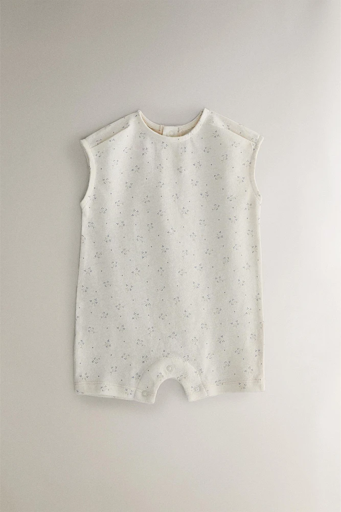 CHILDREN'S FLORAL PRINT FOOTED ROMPER