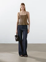 Flowing strappy linen blend top