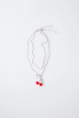 LOT DE DEUX COLLIERS CERISES