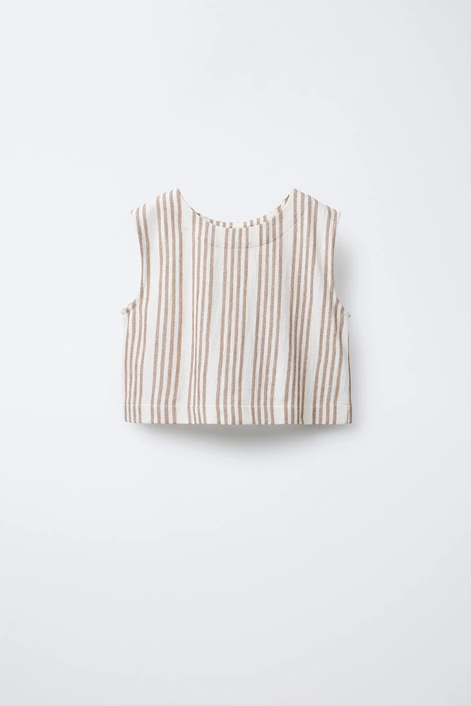 BOW TRIM STRIPED TOP