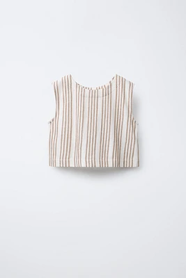 BOW TRIM STRIPED TOP
