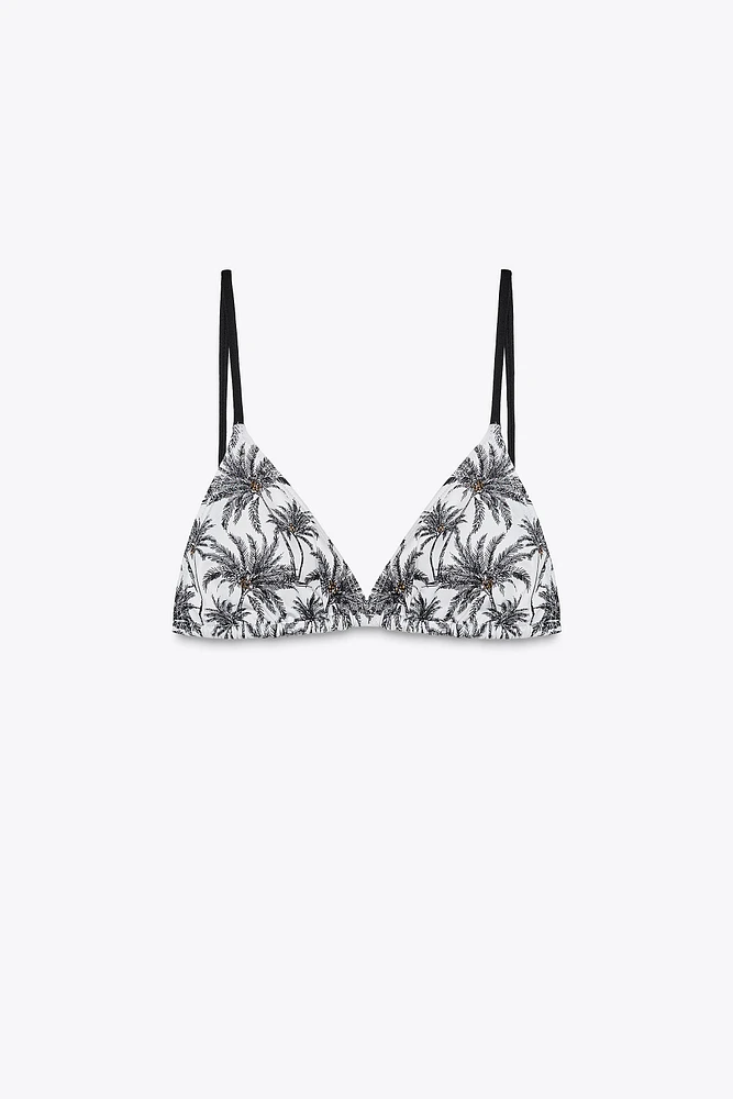 PALM PRINT BIKINI TOP