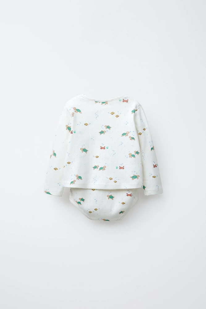 LOT BODY ET VESTE POINTELLE MER
