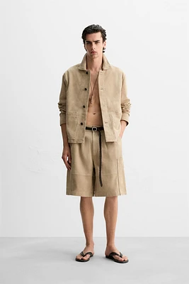 SUEDE CARGO SHORTS