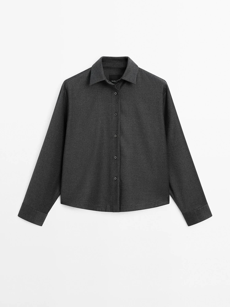 Wool blend flannel overshirt