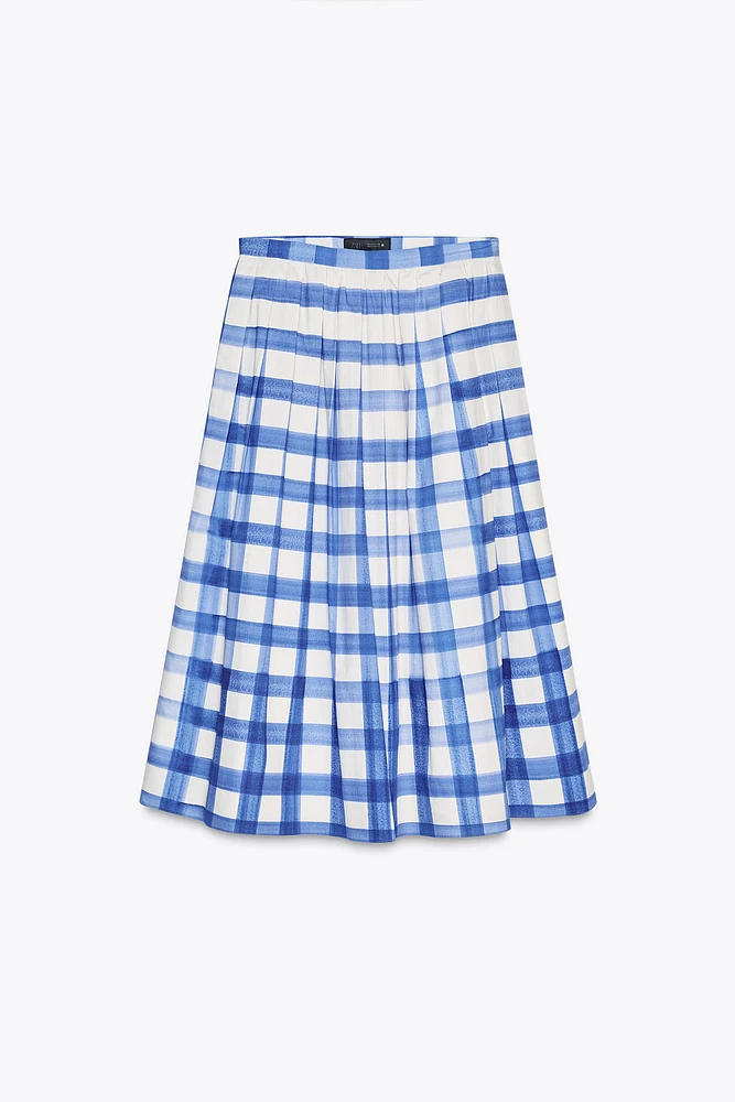 CHECKERED MIDI SKIRT ZW COLLECTION