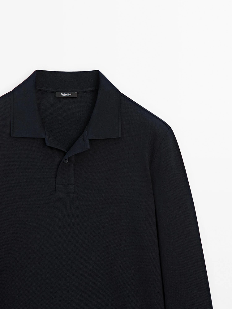 Cotton blend polo sweater