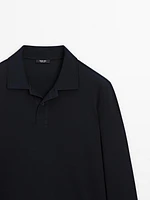 Cotton blend polo sweater