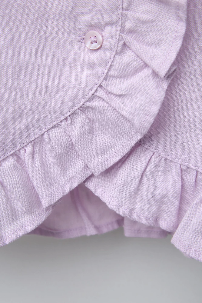 BLOUSE À VOLANTS 100 % LIN