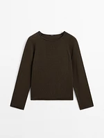 Purl knit cutwork sweater
