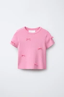 RIBBED BOW T-SHIRT