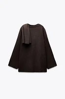 SHORT KNIT SCARF COAT
