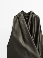 Top jacquard à encolure américaine cache-cœur