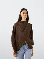 Check linen blend cape