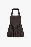 TEXTURED HALTER DRESS