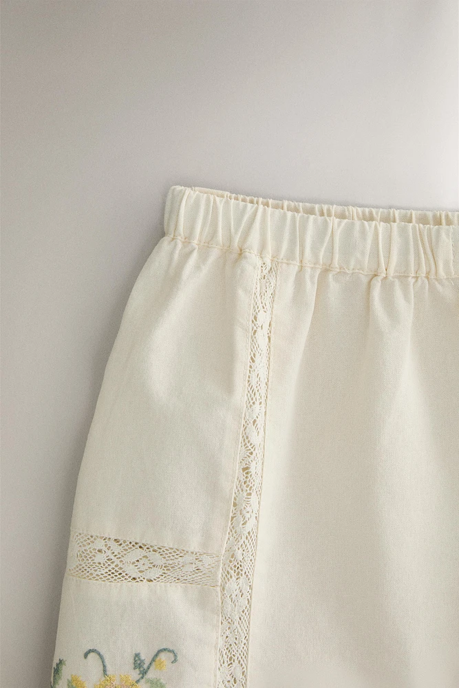 EMBROIDERED COTTON SHORTS