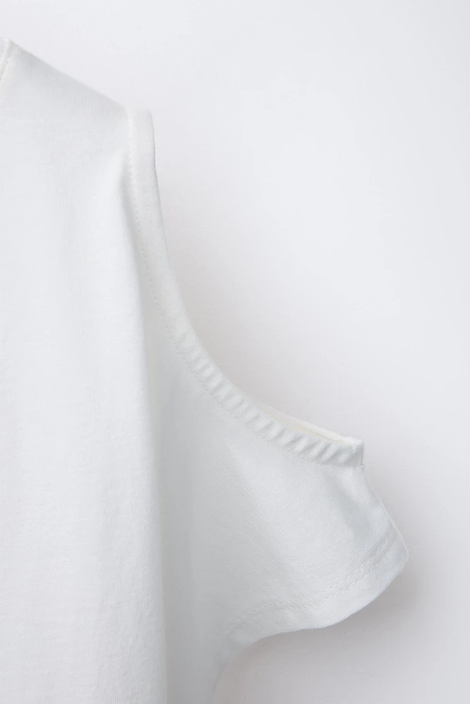 T-SHIRT CUT OUT IMPRIMÉ BRILLANT
