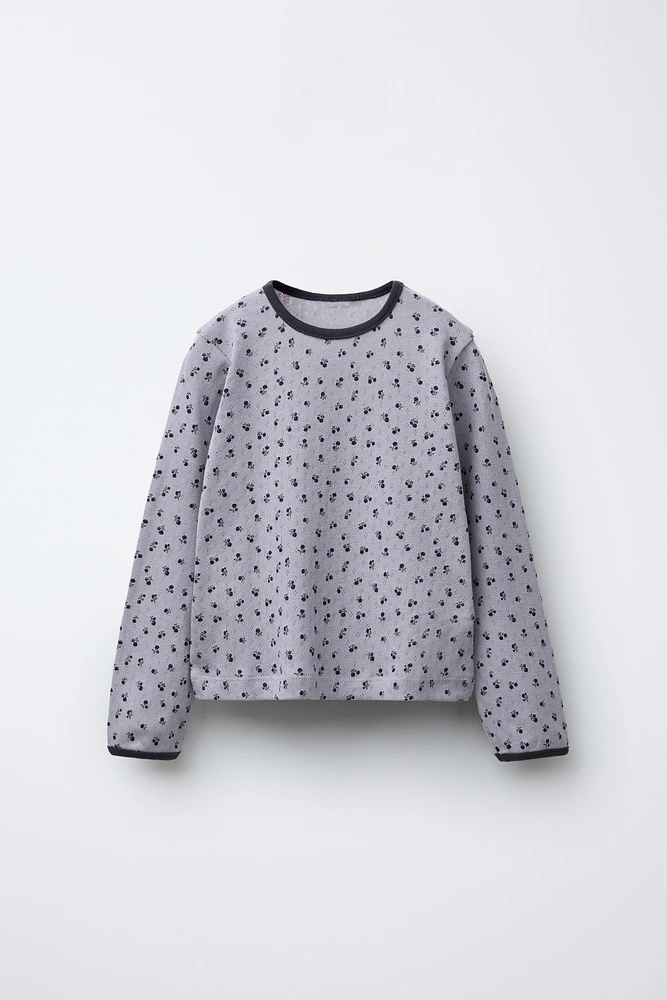 FLORAL POINTELLE TOP