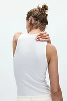 SLEEVELESS RIBBED COTTON T-SHIRT