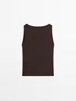 Top encolure drapée 100 % coton