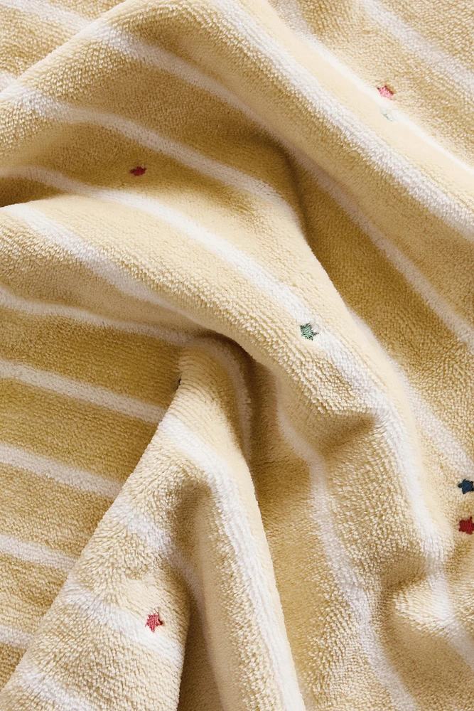 CHILDREN’S STRIPED VELOUR BATH TOWEL WITH STARS