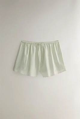 EMBROIDERED COTTON SHORTS