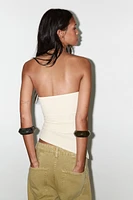 ASYMMETRIC RUCHED STRETCH TOP